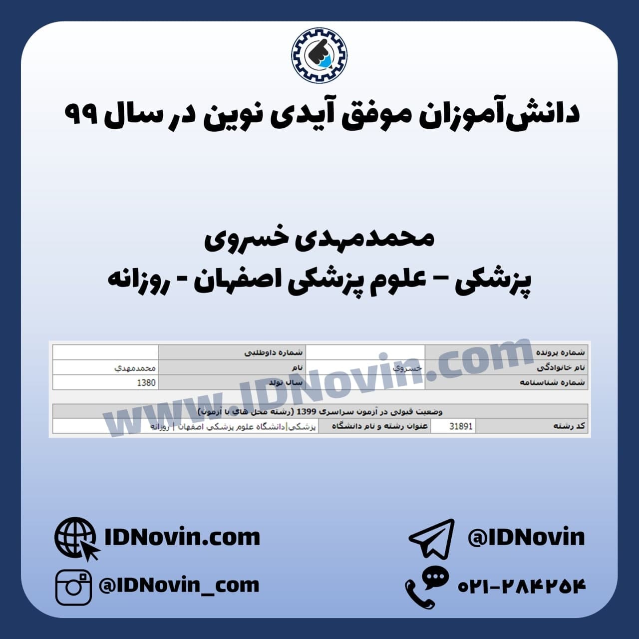 کارنامه قبولی پزشکی اصفهان